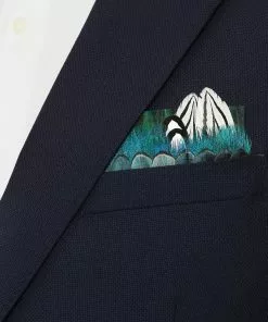 Brackish Gaboon Pocket Square (Peacock, Pheasant)