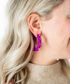 Smith & Co. City Girl Jewel Hoop (Fuchsia) Small