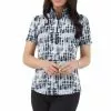 IBKUL Rue Print S/S Mock Neck (Black) Tops