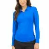 IBKUL Adjustable Long Sleeve Zip Polo (Blue) Tops 2 IBKUL Adjustable Long Sleeve Zip Polo (Blue) Tops