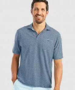 Johnnie-O Loews Striped Polo (Laguna Blue)