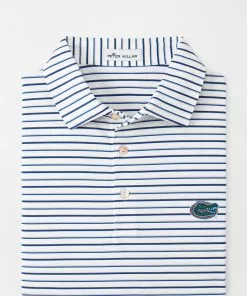 Peter Millar Tops Wiggs Stripe Stretch Jersey Florida (White/Blue 3)