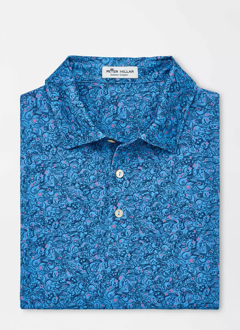 Peter Millar Jackie Performance Polo Sean Self Collar (Blue) 3 Peter Millar Jackie Performance Polo Sean Self Collar (Blue)