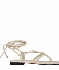 Marc Fisher Falina Ankle Wrap Flat Sandal (Ivory)