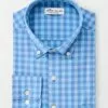 Peter Millar Tops Cornelius Check Sport Shirt (Blue)
