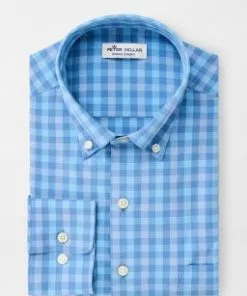 Peter Millar Tops Cornelius Check Sport Shirt (Blue)