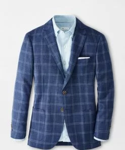 Peter Millar Dresswear Spring Windowpane Soft Jacket (Deep Ocean)