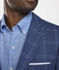 Peter Millar Dresswear Spring Windowpane Soft Jacket (Deep Ocean)