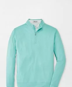 Peter Millar Outerwear Basketweave Performance Quarter Zip Pullover (WMist)