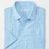 Peter Millar Caddie Club Performance Poplin Sport Polo (Cottage Blue) Tops