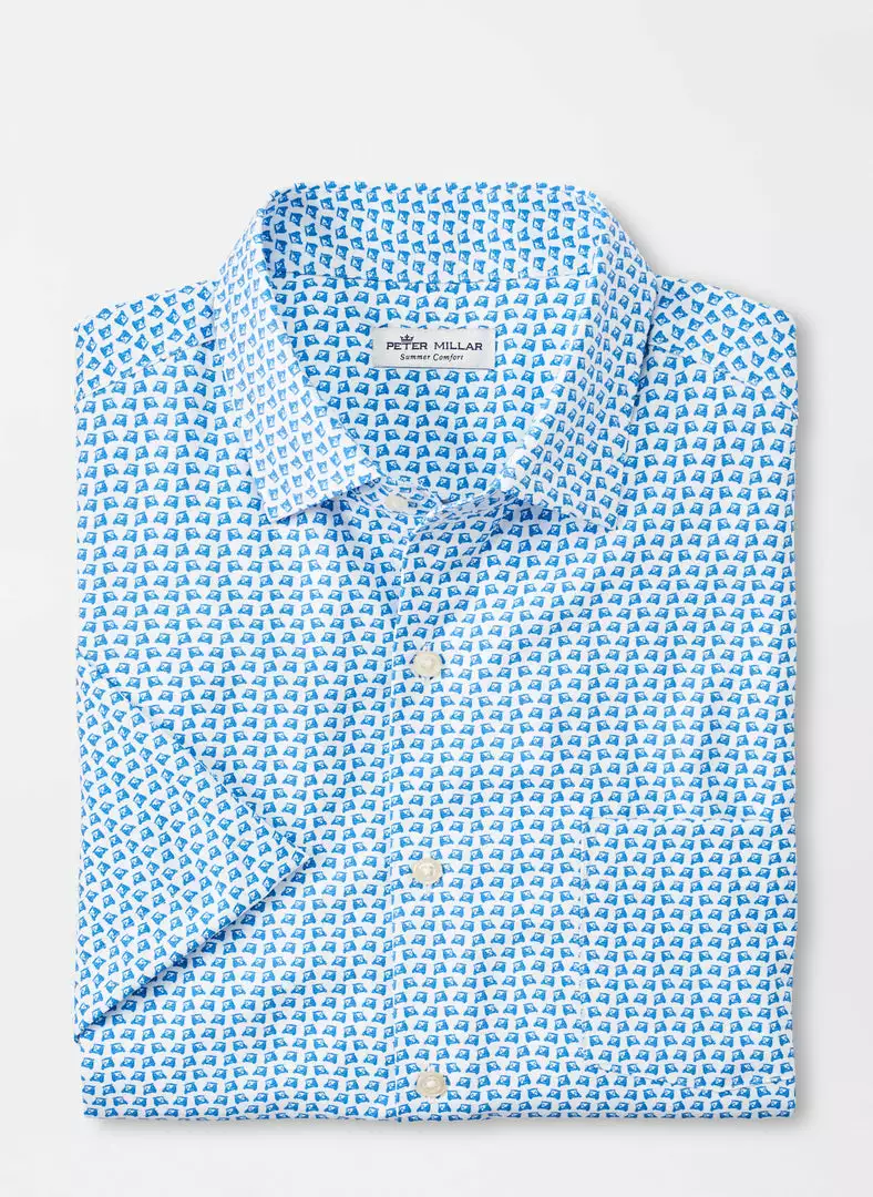 Peter Millar Caddie Club Performance Poplin Sport Polo (Cottage Blue) Tops 3 Peter Millar Caddie Club Performance Poplin Sport Polo (Cottage Blue) Tops