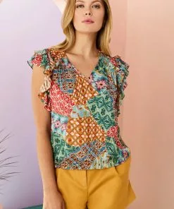 Marie Oliver Phoebe Blouse (Patchwork) Tops