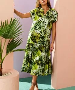 Marie Oliver Dresses Reid Midi Dress (Clover Palm) 6 Marie Oliver Dresses Reid Midi Dress (Clover Palm)