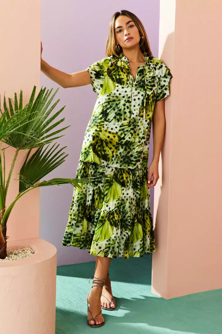 Marie Oliver Dresses Reid Midi Dress (Clover Palm) 4 Marie Oliver Dresses Reid Midi Dress (Clover Palm)