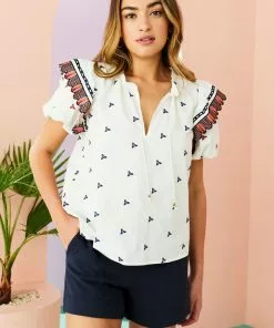 Marie Oliver Tops Vida Top (Ruffle Embroidery)