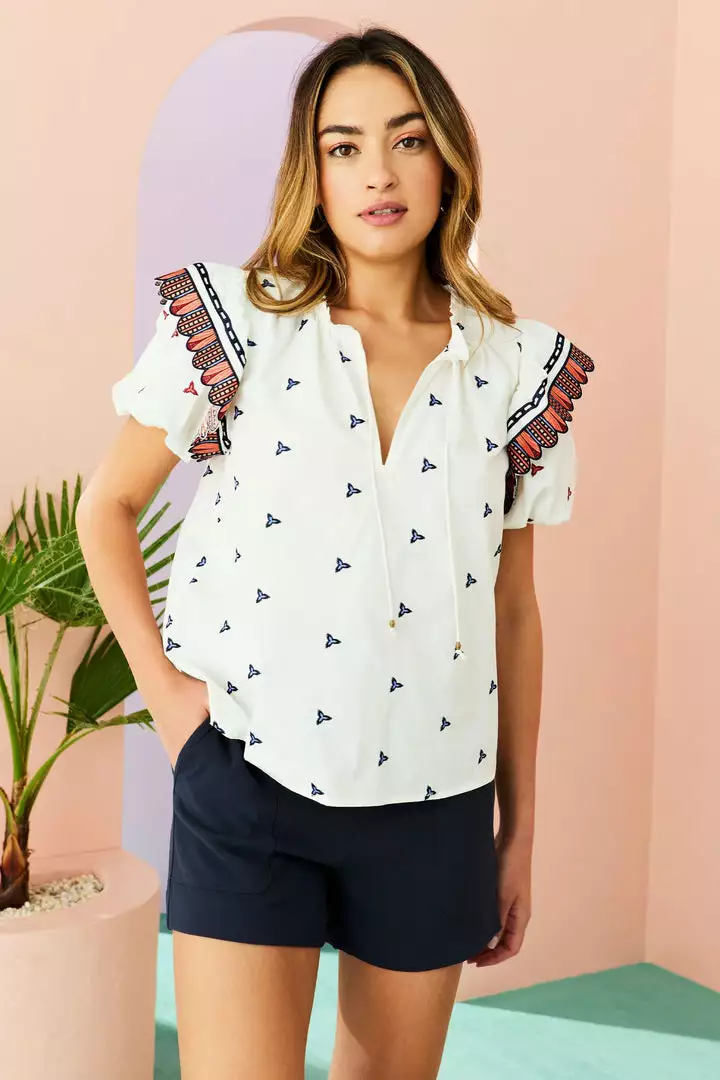 Marie Oliver Tops Vida Top (Ruffle Embroidery) 4 Marie Oliver Tops Vida Top (Ruffle Embroidery)