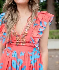 Sheridan French Stacey Dress (Red & Blue Ink Blot)