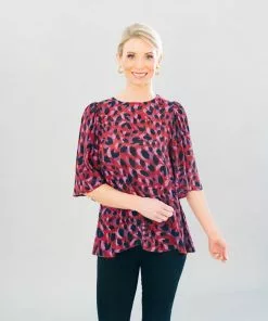 LaRoque Reece Top (Magenta Leaves)