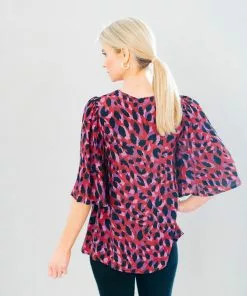 LaRoque Reece Top (Magenta Leaves)