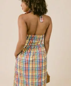 LaRoque Dresses Courtland Crossover Dress (Rainbow Check)