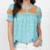 Ivy Jane Camila Top (Turquoise Floral) Tops