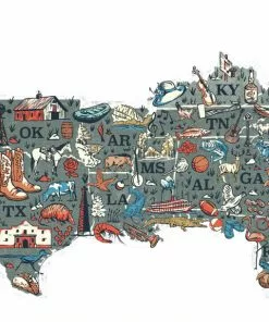 Peach State Pride Tops Map Of The South Short Sleeve Tee (Chambray)