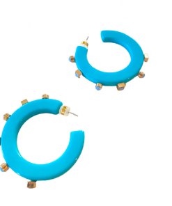 Smith & Co. City Girl Jewel Hoop (Teal) Small Jewelry