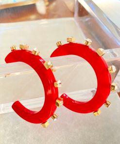 Smith & Co. Jewelry City Girl Jewel Hoop (Red/White) Large