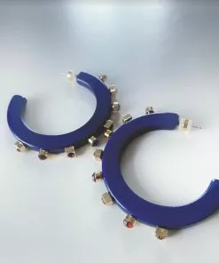 Smith & Co. City Girl Jewel Hoop (Navy) Large Jewelry