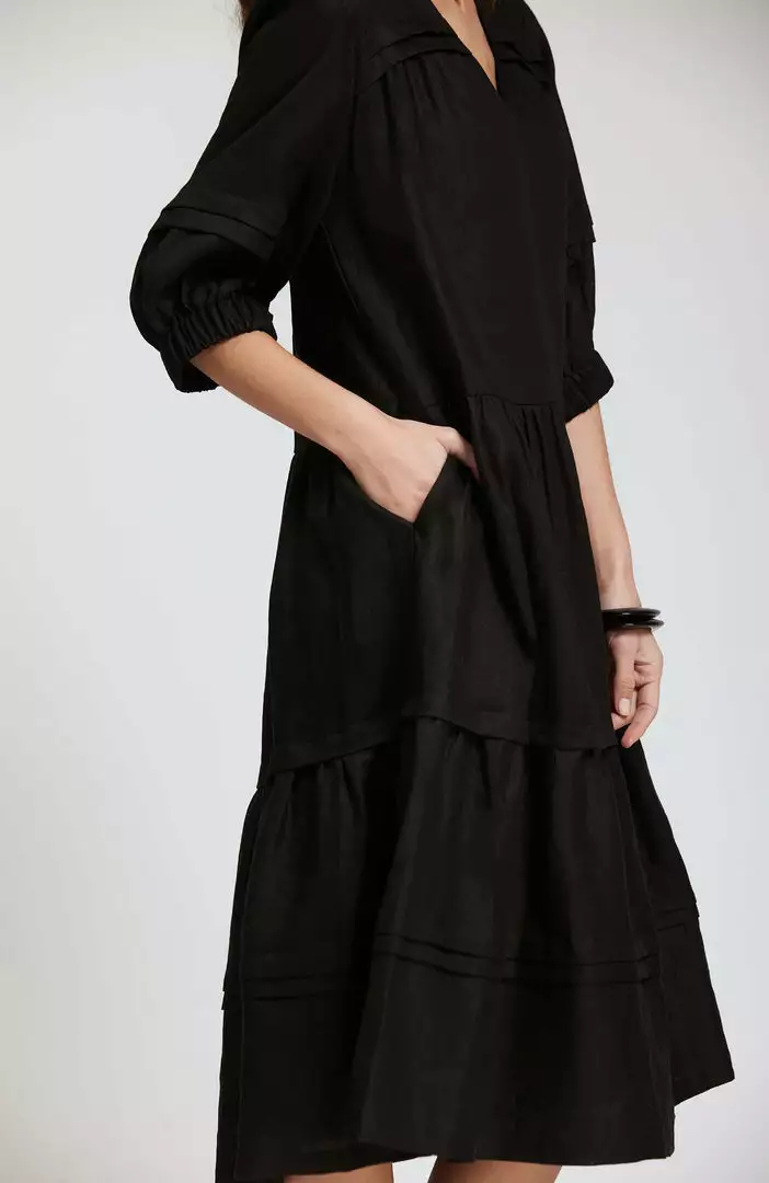 Tyler Boe Meghan Linen Midi Dress (Black) 4 Tyler Boe Meghan Linen Midi Dress (Black)
