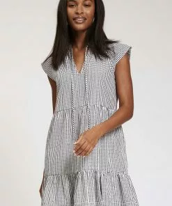 Tyler Boe Claudia Cotton Check Dress (Black) Dresses