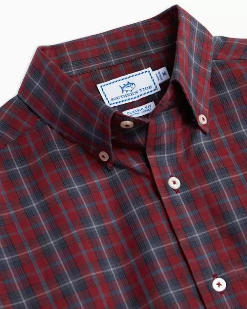 Southern Tide Skipjack Heather Roband Plaid Sport Shirt (Heather Chianti) Tops 5 Southern Tide Skipjack Heather Roband Plaid Sport Shirt (Heather Chianti) Tops