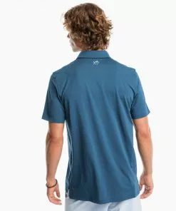Southern Tide Tops Driver Abott Striped Performance Polo (Admiral Blue)