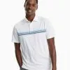 Southern Tide Tops Driver Abott Striped Performance Polo (Classic White)
