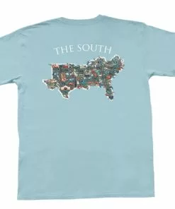 Peach State Pride Tops Map Of The South Short Sleeve Tee (Chambray)