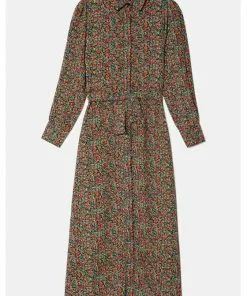 OO Boutique Dresses Lightweight Midi Shirt Dress (Ditsy Floral Print)