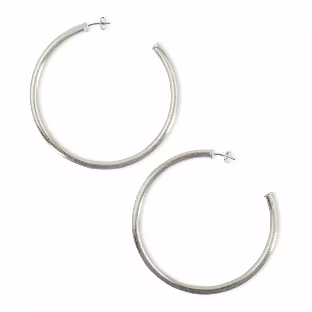 Sheila Fajl Everybody's Favorite Hoops 2 1/2 Brushed Silver 3 Sheila Fajl Everybody's Favorite Hoops 2 1/2 Brushed Silver