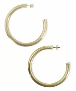 Sheila Fajl Jewelry Arlene Hoops 2.5 Inch (Brushed Gold)
