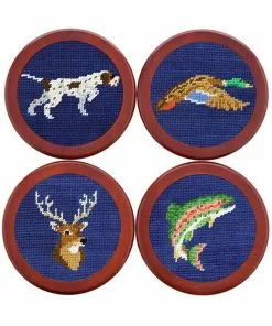 Smathers & Branson Gifts For Him Southern Sportsman Coaster Set (Classic Navy)