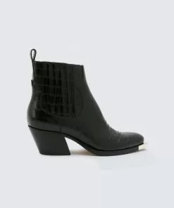 Dolce Vita Abie Bootie (Black Croco Embossed) Shoes