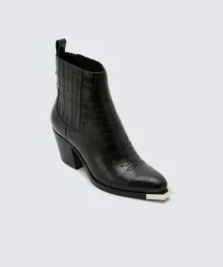 Dolce Vita Abie Bootie (Black Croco Embossed) Shoes