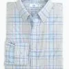 Southern Tide Eddison Plaid Intercoastal Performance Sport Shirt (Heather Light Grey) Tops