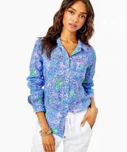 Lilly Pulitzer Tops Sea View Button Down (The Turtle Package)