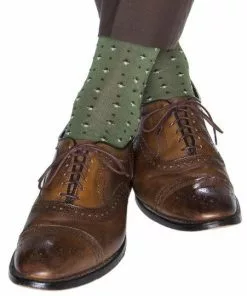 Dapper Classic Pine Sage W/ Coffee Crown & Tan Split Neats Cotton Sock Accessories