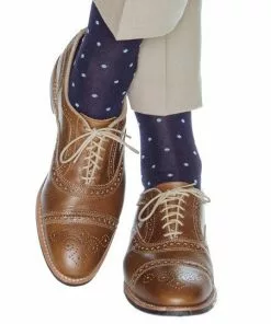 Dapper Classic Accessories Navy W/ Sky Blue Dot Cotton Sock