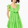Lilly Pulitzer Asteria Eyelet Babydoll Dress (Daisy Dreams)