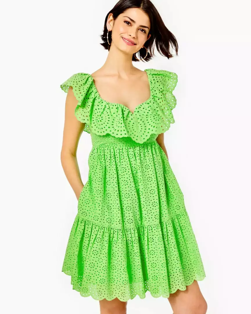 Lilly Pulitzer Asteria Eyelet Babydoll Dress (Daisy Dreams) 3 Lilly Pulitzer Asteria Eyelet Babydoll Dress (Daisy Dreams)