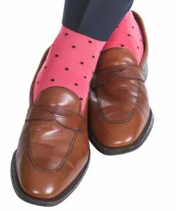 Dapper Classic Coral W/ Classic Navy Dots Cotton Socks Accessories