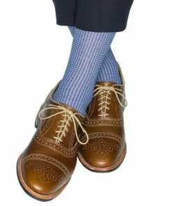 Dapper Classic Accessories Indigo Blue & White Grenadine Cotton Sock