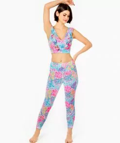 Lilly Pulitzer UPF 50+ Luxletic Weekender High-Rise Legging (Splashdance) Bottoms